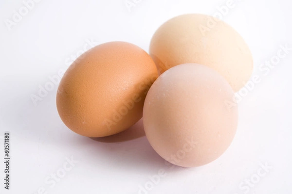 Obraz Three eggs on white ground