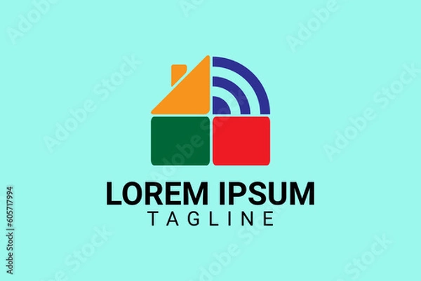 Obraz wifi home logo, this design is suitable for a company logo, community, business association, can also be used as an icon or t-shirt design.
