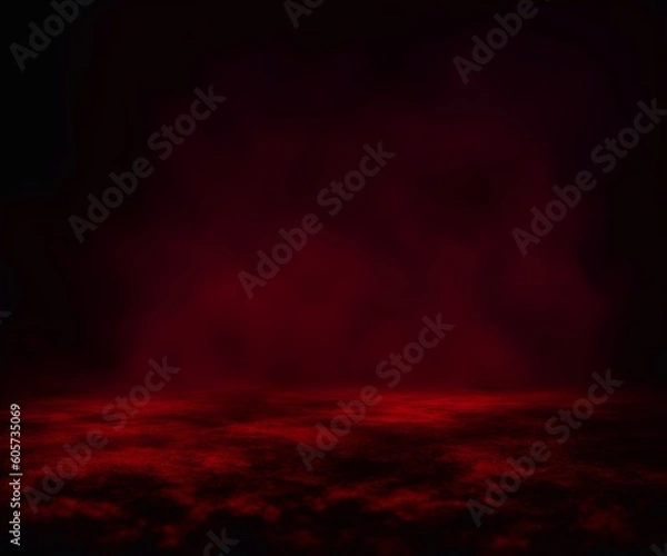 Obraz red Scary smoke and fog atmospheric background generative ai illustration art