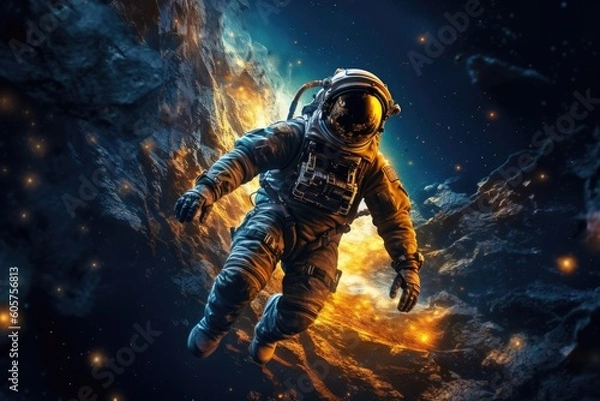 Fototapeta Weightless Wonder: Serene Figure Floating in the Vastness