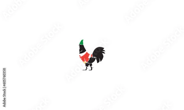 Obraz Vector of chicken wearing cap and jacket