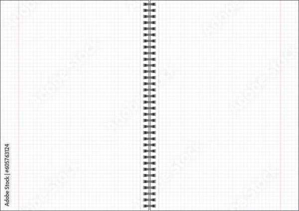 Fototapeta Blue checkered notebook in a metal spiral binding vector eps 10