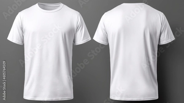 Obraz White t shirt front and back view. Generative ai