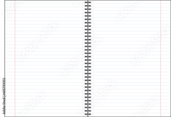 Fototapeta A lined notebook in a spiral binding vector epas 10
