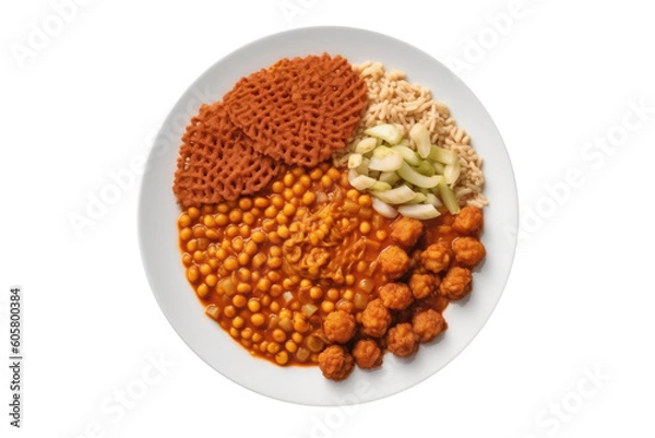 Fototapeta Segwat Ethiopian Cuisine. Isolated On Transparent Background, Png. Generative AI