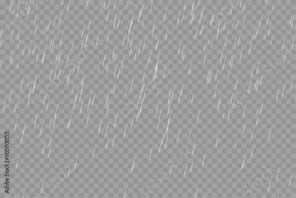 Obraz Rain fall drops vector and png effect on transparent background 