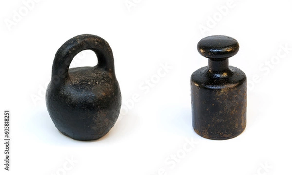 Obraz Two retro weights on a white background