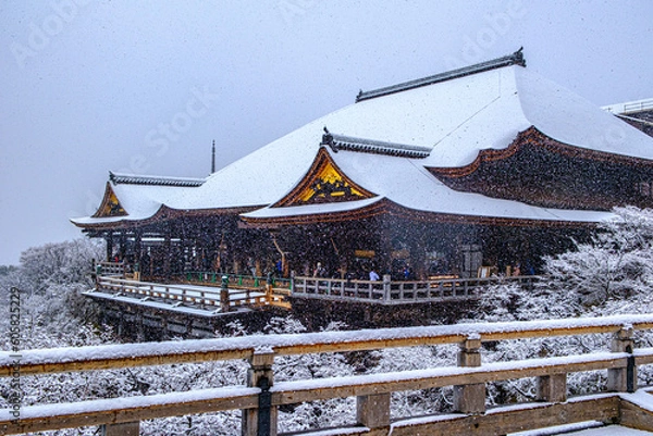 Obraz 京都、清水寺の雪景色
