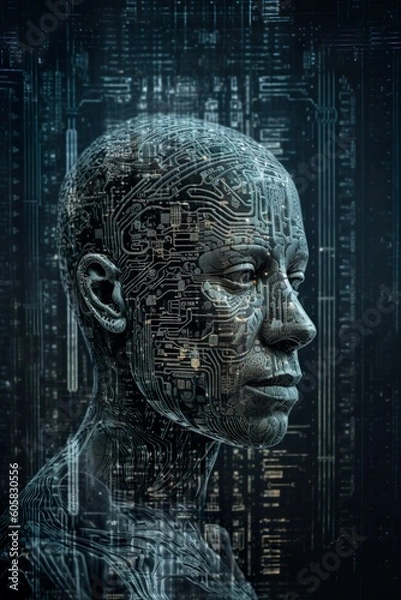 Fototapeta Humanoid robot, if AI were a digital being