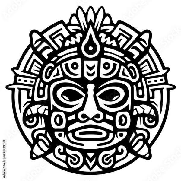 Fototapeta Aztec Mayan totem tattoo vector icon 