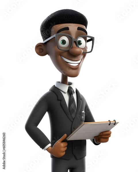 Fototapeta cartoon character 3D  teacher white background Generative AI.