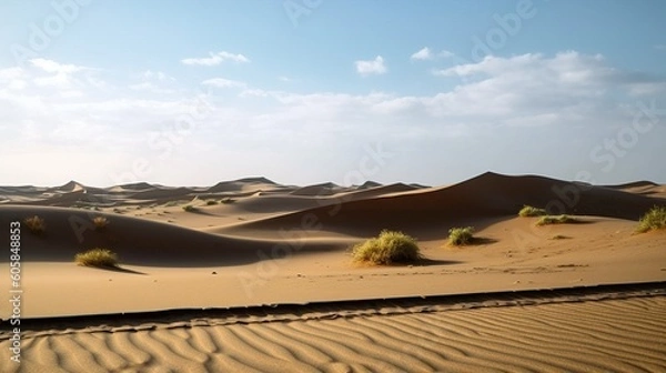 Fototapeta Sand dunes in the desert Generative AI