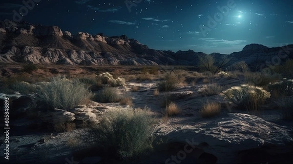 Fototapeta The Wild West at night Generative AI