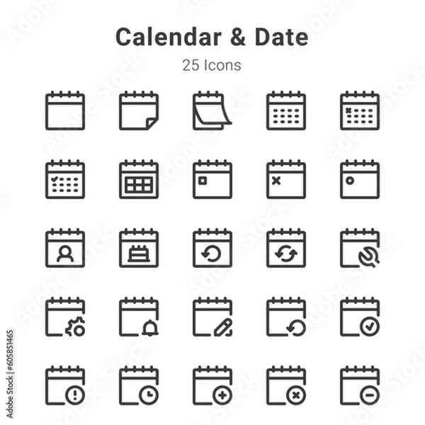 Obraz icons collection on calendar, data and related topic