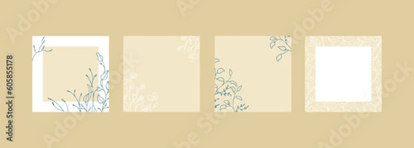 Fototapeta Set of retro minimalist post card copy space