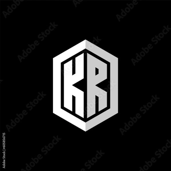 Fototapeta KR letter hexagonal logo