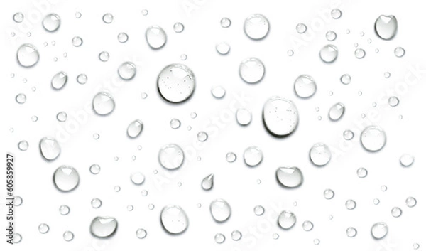 Obraz Pure clear water drops realistic or realistic drops on an isolated transparent background. Png transparency