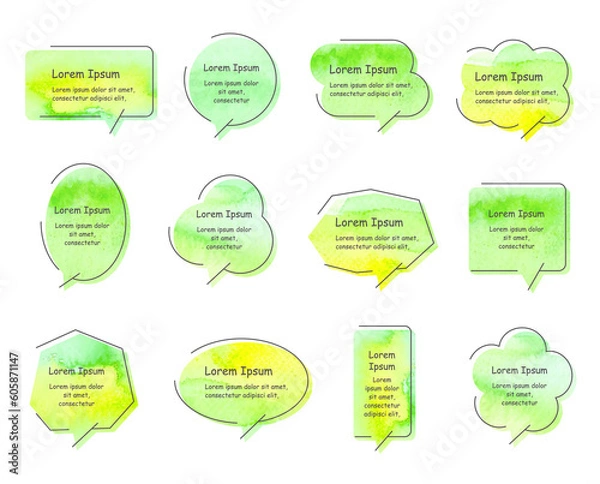 Obraz 水彩イメージの吹き出しパーツ-緑	
