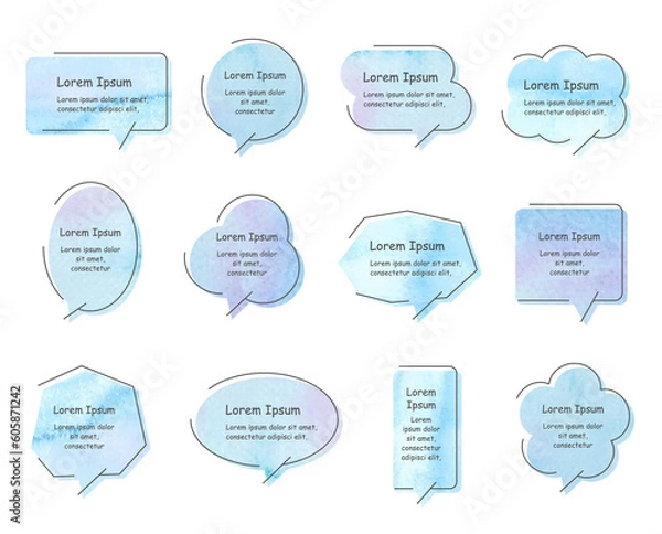 Obraz 水彩イメージの吹き出しパーツ-青	
