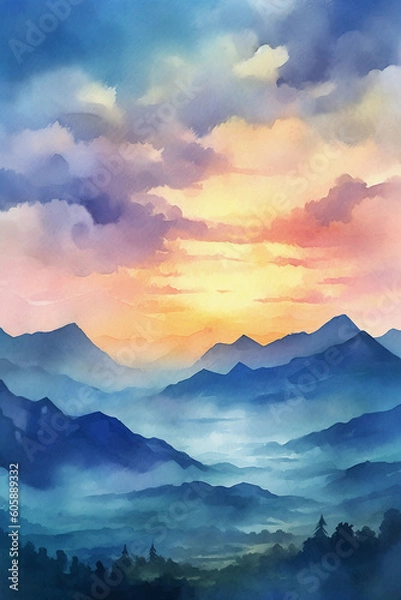 Obraz sunset in the mountains