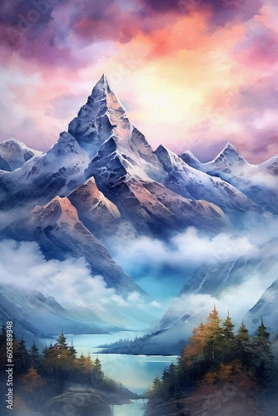 Obraz sunset in the mountains