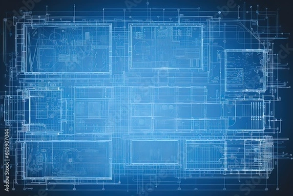 Fototapeta Architecture design blueprint plant. Generative AI