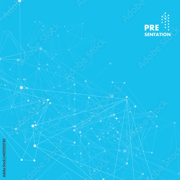 Fototapeta Connecting dots and lines. Graphic plexus element. Molecule or atom or dna concept. Science and technology vector background