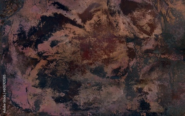 Fototapeta Vintage texture of old oxidized copper with some spots and stains on it Abstract grunge rusty metal texture background for web site or mobile devices design with copy space for text or image.