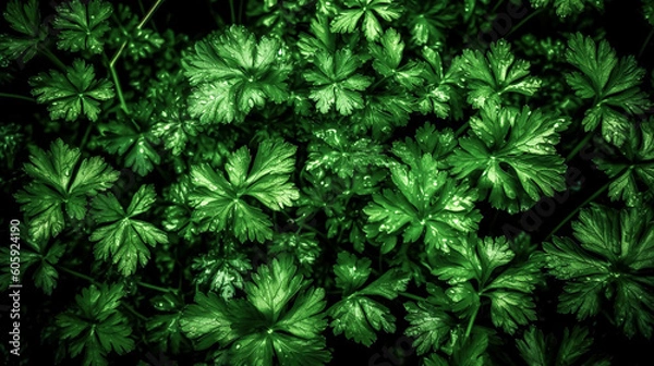 Fototapeta Fresh organic parsley growing in the garden, generative AI.