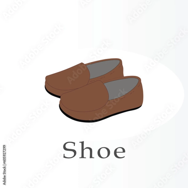 Fototapeta pair of brown shoes simple flat vector illustration. well use for pictogram