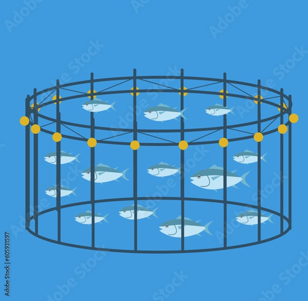 Obraz 生簀（いけす）のイラスト