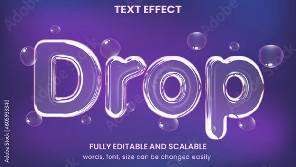 Fototapeta transparent bubble 3d graphic style editable text effect
