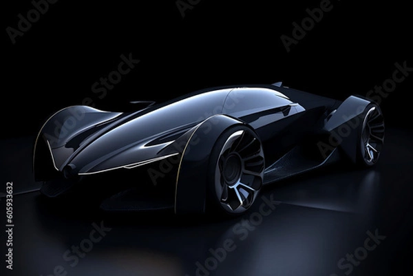 Fototapeta technology futuristic electric car  with black background 3d rendering. Concept of future.