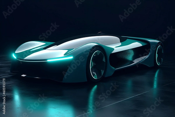 Fototapeta technology futuristic electric car  with black background 3d rendering. Concept of future.