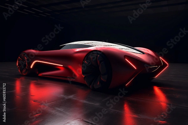 Fototapeta technology futuristic electric car  with black background 3d rendering. Concept of future.