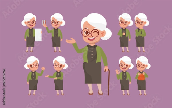 Fototapeta Old people with different poses