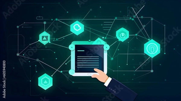 Fototapeta smart contract blockchain decentralisation