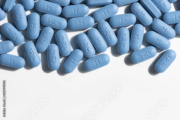 Fototapeta Close up of different pills for the hiv infection treatment. PrEP Pills for Pre-Exposure Prophylaxis to help protect people from HIV.