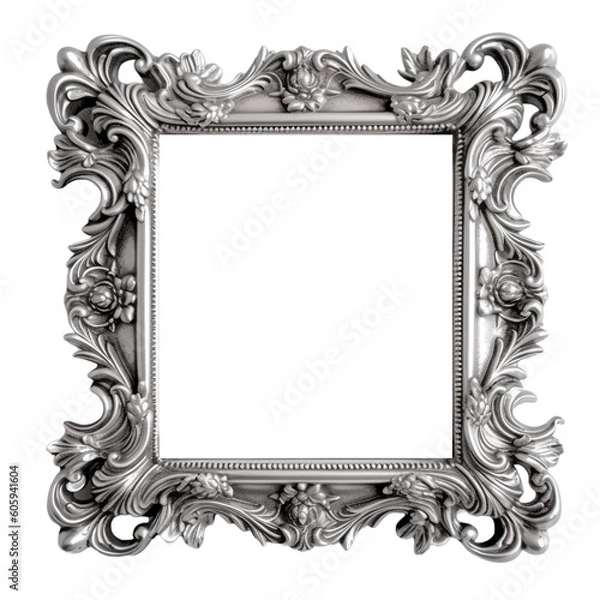 Obraz Silver frame with ornament. Generative AI
