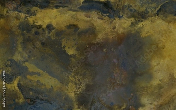 Fototapeta Vintage texture of old oxidized copper with some spots and stains on it Abstract grunge rusty metal texture background for web site or mobile devices design with copy space for text or image.