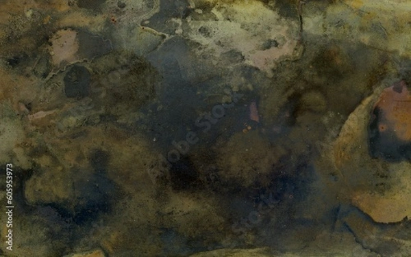 Fototapeta Vintage texture of old oxidized copper with some spots and stains on it Abstract grunge rusty metal texture background for web site or mobile devices design with copy space for text or image.