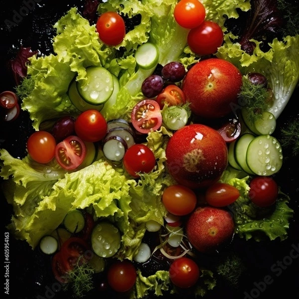 Fototapeta Éclat de Fraîcheur : Salade de Tomates Composée en Macro