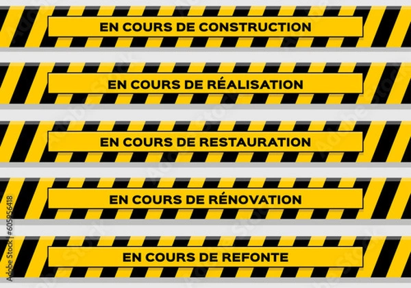 Obraz Panneau en cours de construction, réalisation, restauration, rénovation, refonte (vectoriel)