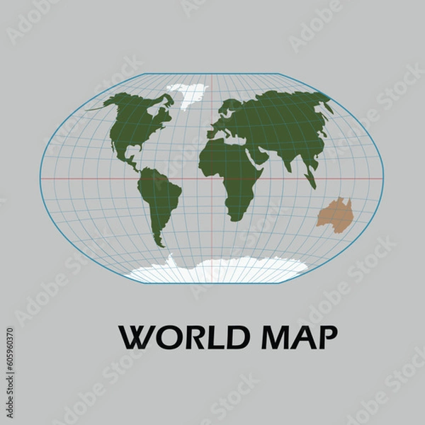 Fototapeta A new world map depicts continents true to their actual size