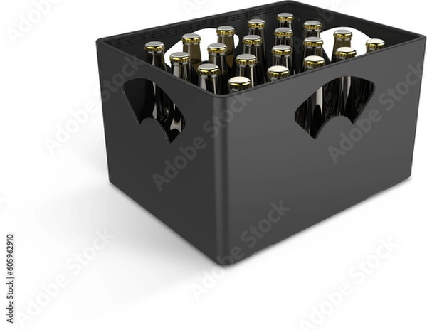 Fototapeta Beer Crate Plastic Bottle Packaging Box 3D Rendering