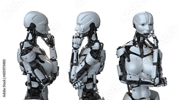 Fototapeta human-made white artificial intelligence robot to meet future convenience