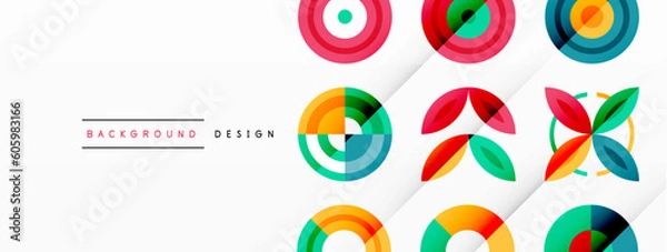 Fototapeta Colorful circles in a grid composition abstract background. Design for wallpaper, banner, background, landing page, wall art, invitation, prints, posters