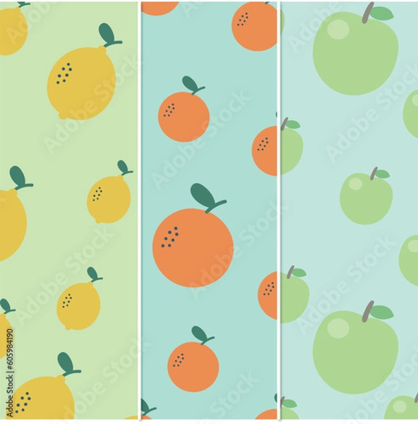 Fototapeta Pattern Fruits Orange And Lemon And Apple Background