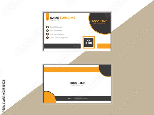 Fototapeta Horizontal and vertical layout. Vector illustration. Double-sided creative business card template. Portrait and landscape orientation.	