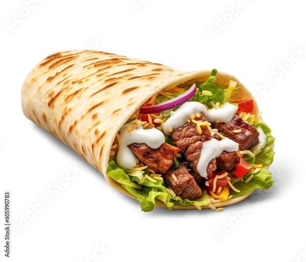 Obraz Shawarma fast food. Ai. Cutout on transparent
